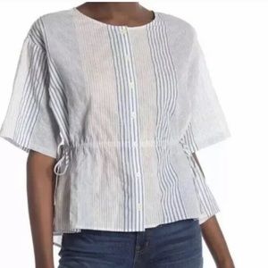 MADEWELL Seersucker Striped Button Front Top